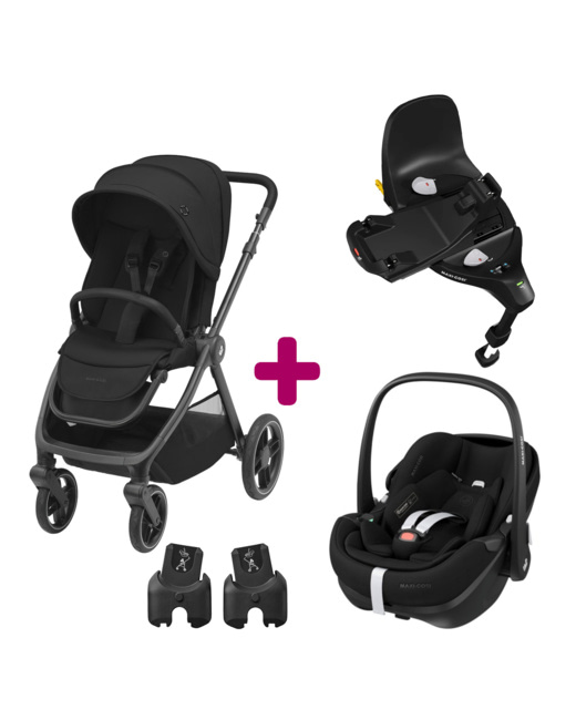 Poussette duo Oxford + siège auto Pebble 360 pro + base familyfix 360 pro