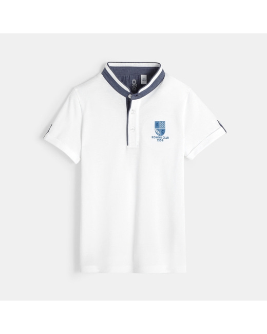 T-shirt en coton piqué blanc garçon