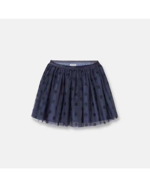 Jupon tulle et imprimé pois bleu fille