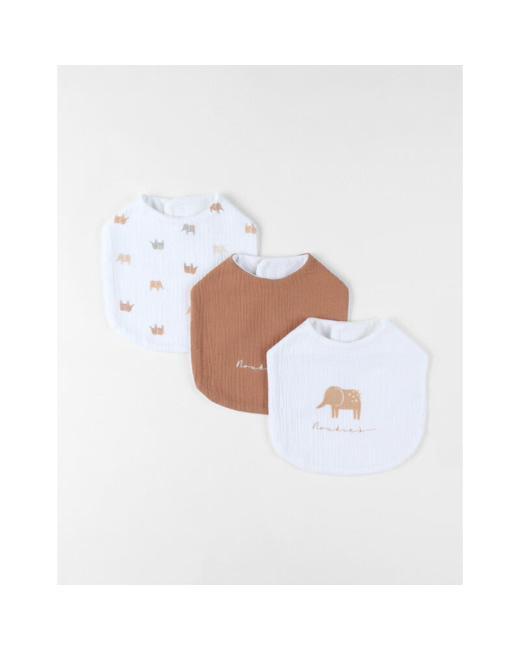 Lot de 3 bavoirs mousseline élephants Mix et Match