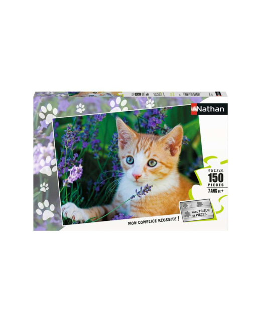 Puzzle Chaton roux dans la lavande - de 7 ans