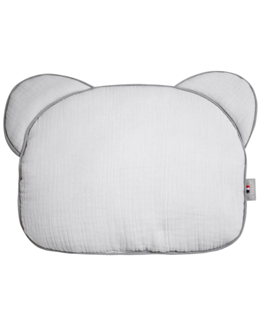 Oreiller bébé plat ourson en gaze de coton, Jeanne