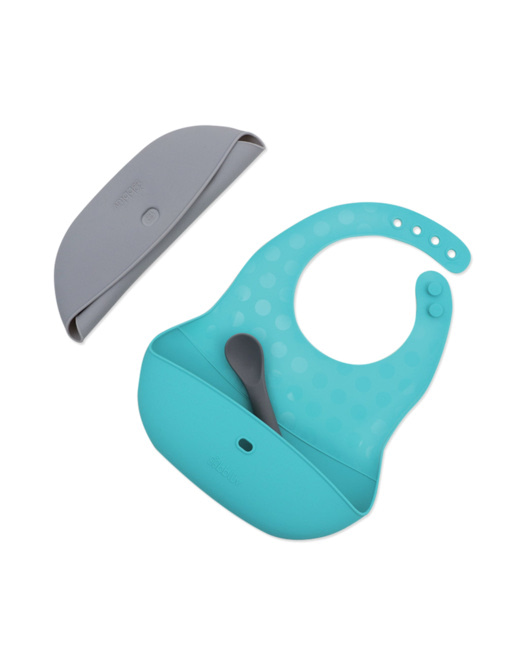 Lot de 2 bavoirs et cuillères en silicone - Pöket