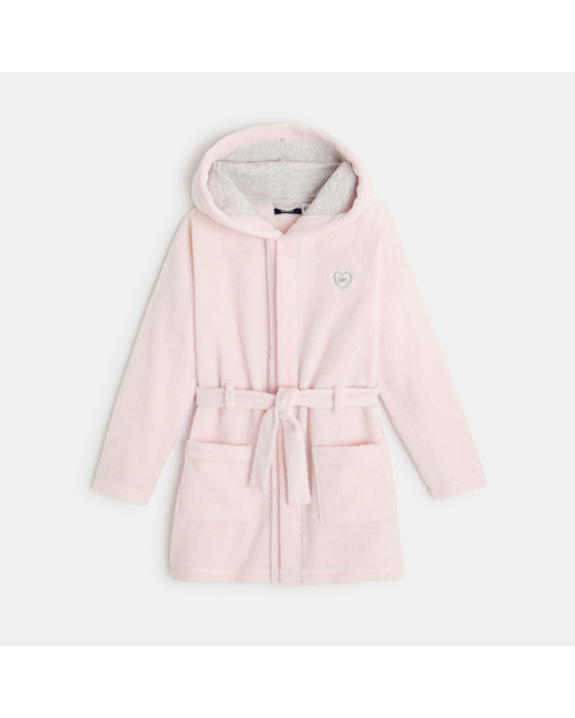 Peignoir à capuche en sherpa ultra-doux rose fille