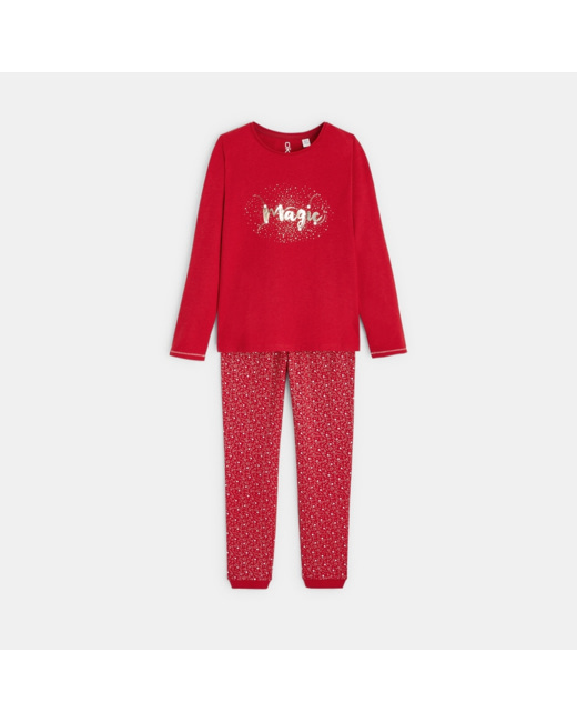 Pyjama 2 pièces en jersey Magic rouge fille