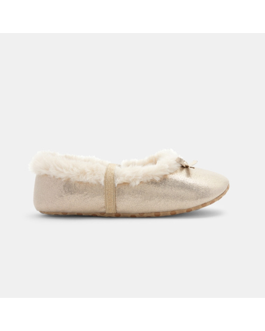 Chausson ballerine fourré irisé jaunes fille