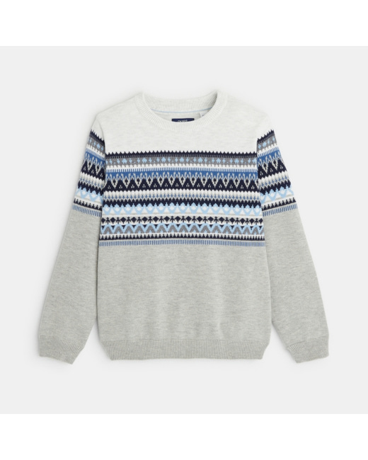 Pull en jacquard scandinave blanc garçon