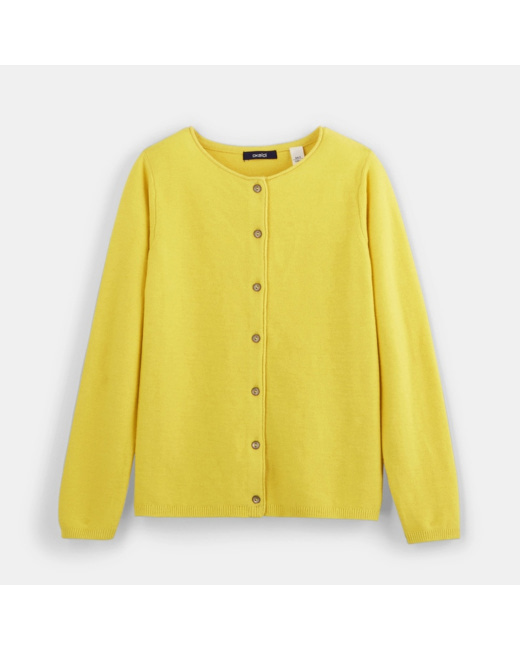 Gilet boutonné jaune fille