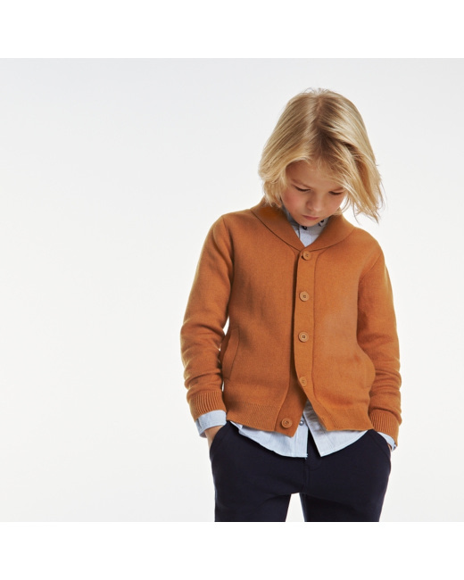 Gilt boutonné col châle marron garçon