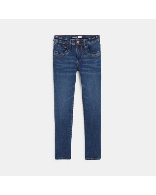 Jean slim bi-stretch à effet délavé bleu garçon