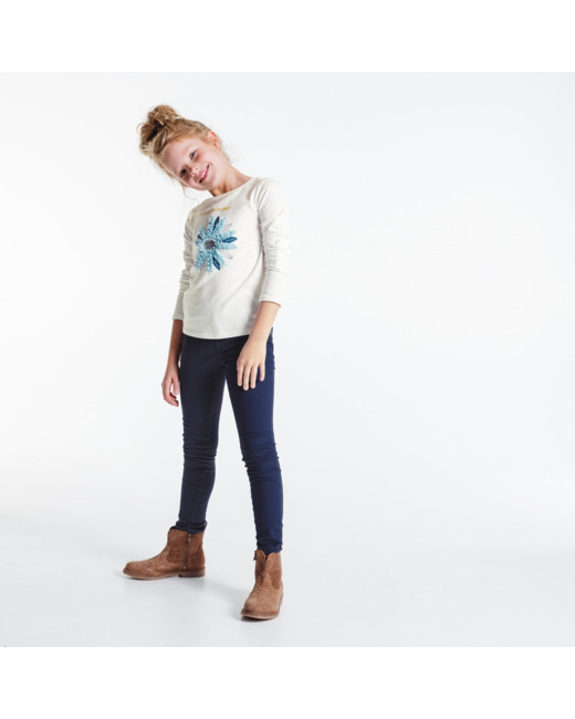 Tregging en toile bleu fille
