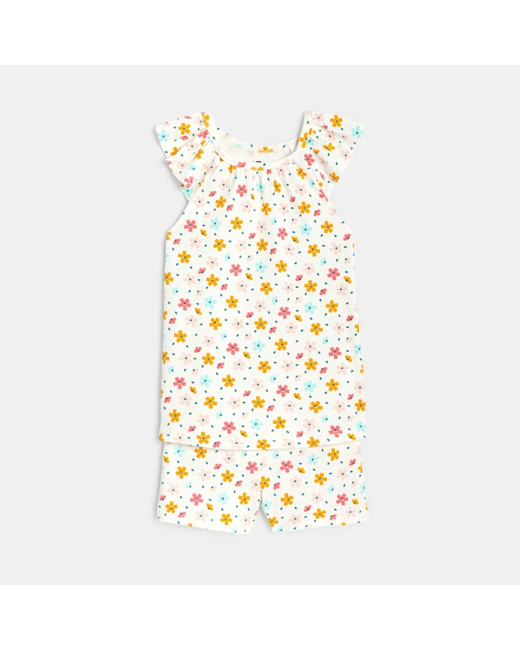 Pyjama imprimé en jersey côtelé 2 pièces fille