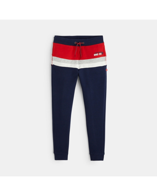Pantalon de jogging tricolore bleu garçon
