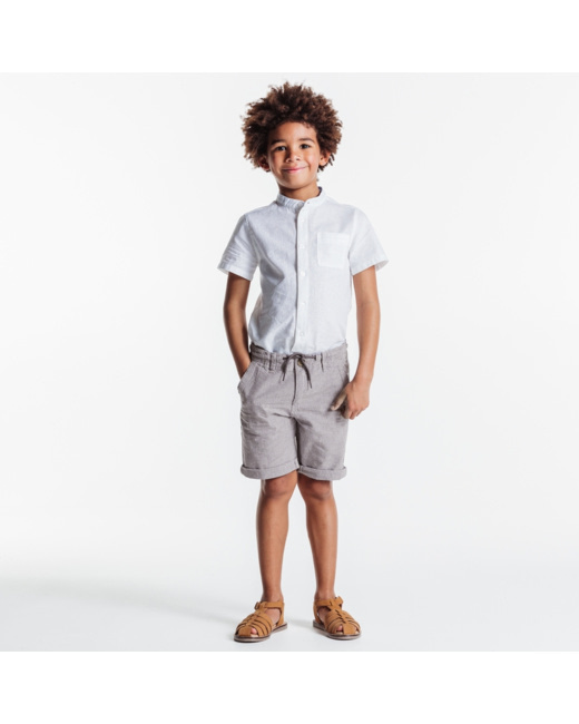 Bermuda slim en toile blanc garçon