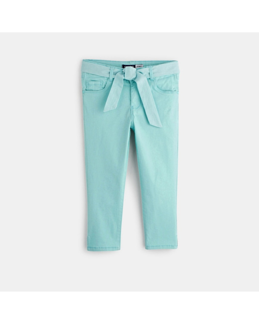 Pantalon capri ceinturé bleu fille