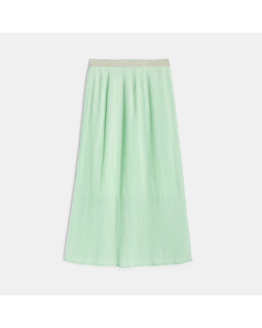 Jupe longue plissée pailletée verte fille