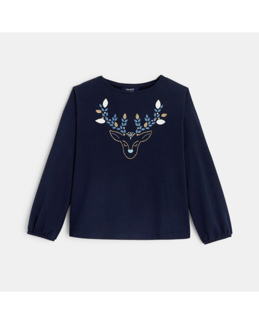 T-shirt de Noël bleu fille