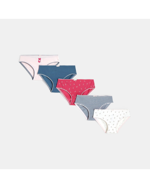 Culottes en jersey de coton biologique (lot de 5) rose fille