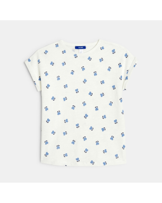 T-shirt imprimé fleuri bleu fille