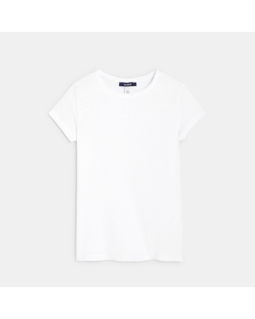 T-shirt manches courtes uni blanc fille