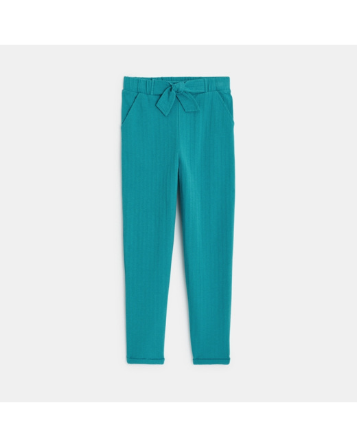 Pantalon carrot en jersey vert fille