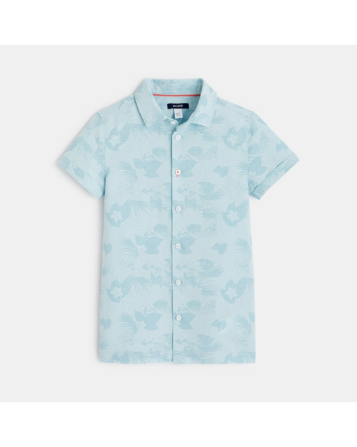 Chemise manches courtes imprimée blanche garçon