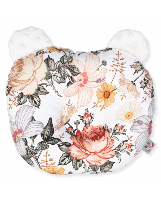 Coussin anti tête plate réversible en minky, Néo Vintage