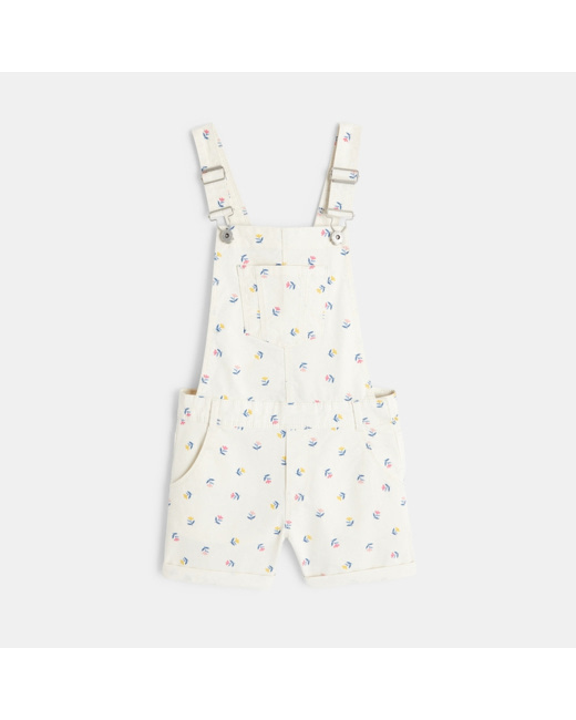 Salopette-short en toile imprimée fille