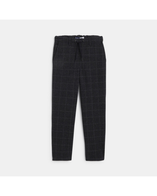 Pantalon coupe jogger toucher flanelle gris garçon