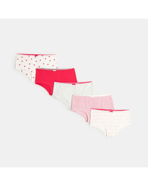 Culottes boxers fantaisie (lot de 5) rose fille