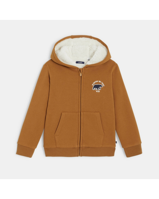 Sweat-shirt doublé en polaire sherpa orange garçon
