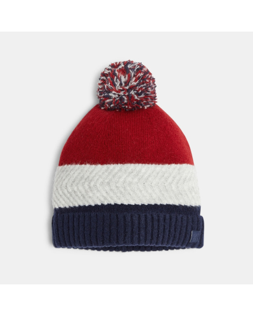 Bonnet à pompon en tricot rouge garçon