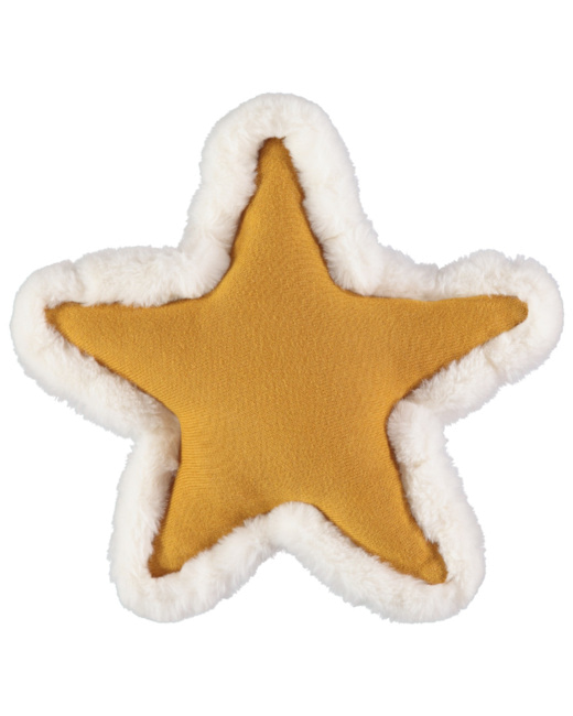 Coussin forme étoile texturée jaune