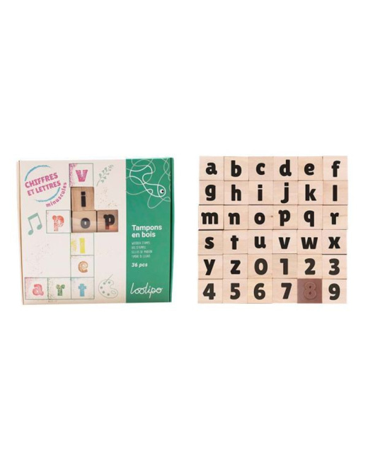 Tampons En Bois - Chiffres & Lettres Minuscules