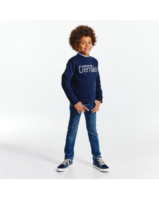 Sweat-shirt "rendez-vous demain" bleu garçon