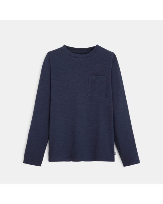 T-shirt uni en coton bleu garçon