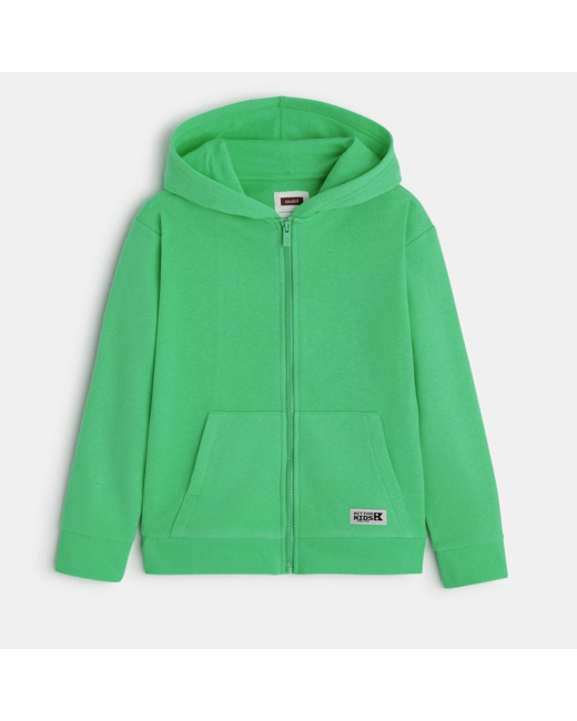 Sweat zippé à capuche vert garçon