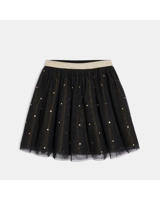 Jupe patineuse en plumetis noire fille