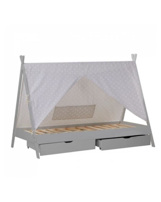 Lit cabane avec matelas et tiroirs