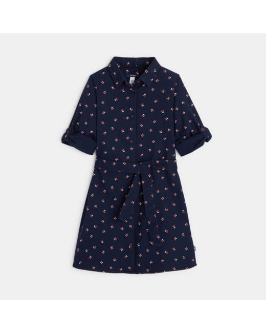 Robe chemise imprimée bleue fille