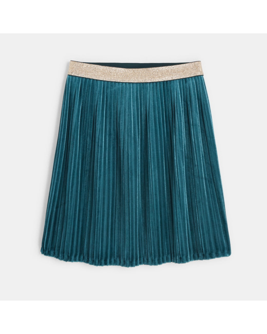 Jupe velours plissée verte fille