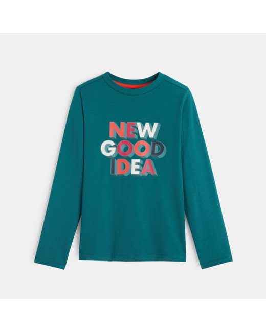 T-shirt à message "New Good Idea" turquoise garçon