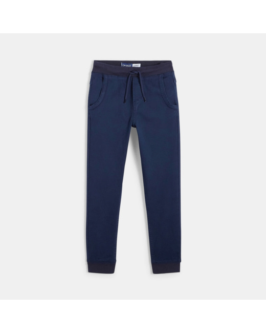 Jogpant uni en toile stretch bleu garçon