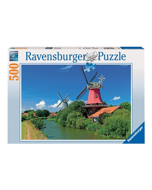 Puzzle - Romantique moulins à vent - 500 pièces