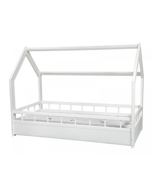 Lit maison cabane + barreaux + matelas Standard