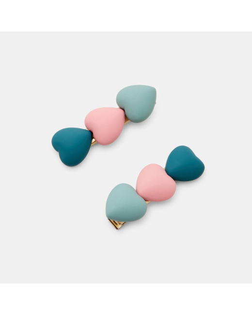 Barrettes cœurs (lot de 2) vert fille