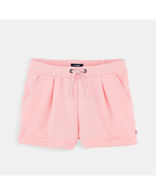 Short en molleton uni rose fille