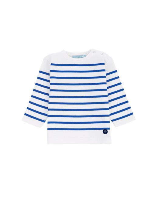 Marinière "Amiral" Baby - coton épais - Blanc/Etoile