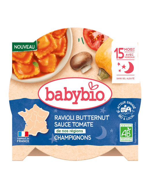 Ravioli Butternut sauce aux Tomates de nos régions et Champignons