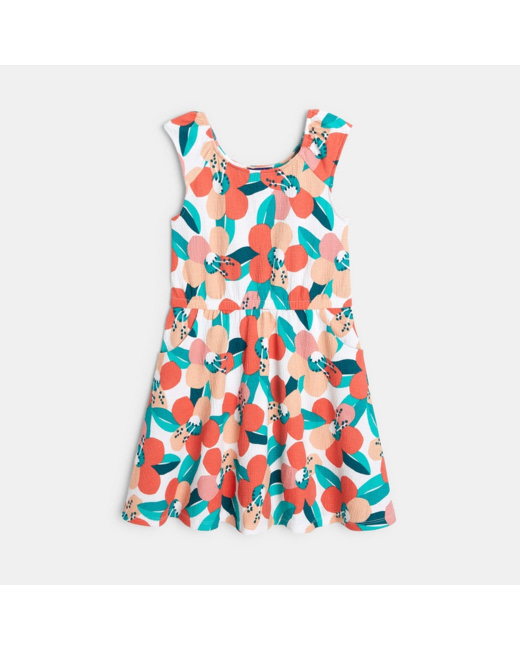Robe imprimée sans manches orange fille